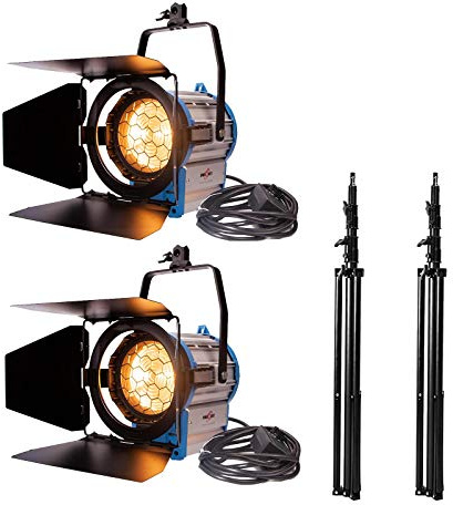 2x1000W Film Spotlight Kit, Photography Fresnel Tungsten Spot Light Studio Video Lighting Set with Light Stand, for Films Commercials Documentaries Television Studios Interviews Music Concert