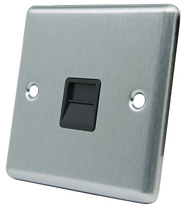 AET CSCTELSBL Satin Chrome Classical Telephone Slave Black Insert-BT Phone Extension Secondary Socket, 240 V
