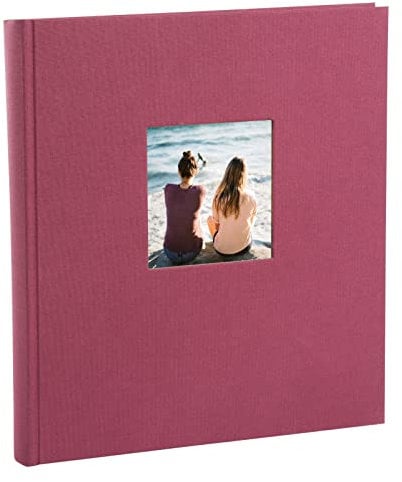 goldbuch 27 508 Bella Vista Fotoalbum mit Bildausschnitt Fuchsia, Erinnerungsalbum im Format 30 x 31 cm, Foto Album 60 weiße Seiten mit Pergamin-Trennblättern, Fotobuch Leineneinband, Beerenfarben