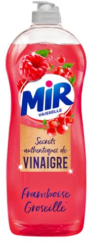Mir Vaisselle Secrets de Vinaigre – Liquide Vaisselle (750mL) – Framboise-Groseille – Vaisselle Main