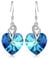Boucles d'oreilles Cœur Pendantes Femme Argent Boucles d'oreilles Ailes avec Cristal, Bijoux Cadeaux pour Anniversaire Femme Filles (bleu)