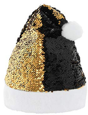 Alsino Weihnachtsmütze Santa Nikolausmütze Xmas silber-schwarz (wm-123) Ø 18 cm mit Pailletten Wendepailletten für Damen und Herren