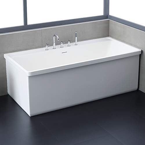 StoneArt Freistehende Badewanne aus Mineralguss Design Gussmarmor Standbadewanne moderne Wanne freistehend inkl. Ablaufgarnitur BS-537 190x100 weiß matt