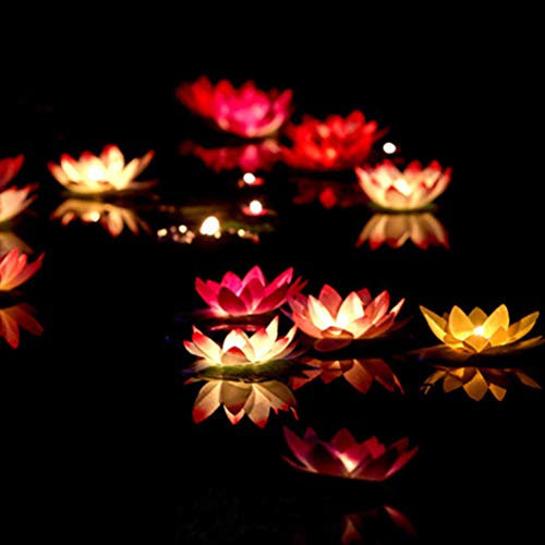 Uonlytech LED-Schwimmlicht, Lotus Flower Wishing Pond Light, Lotus-Pool-Licht für Swimming Pool Pond (Pink)