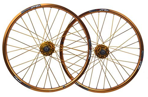MZPWJD 20 Zoll BMX Fahrradfelge Fahrrad Laufradsatz Double Layer Alufelge Scheibenbremse Schnelle Veröffentlichung 7 8 9 10 Geschwindigkeit 32H (Color : Gold, Size : 20in)