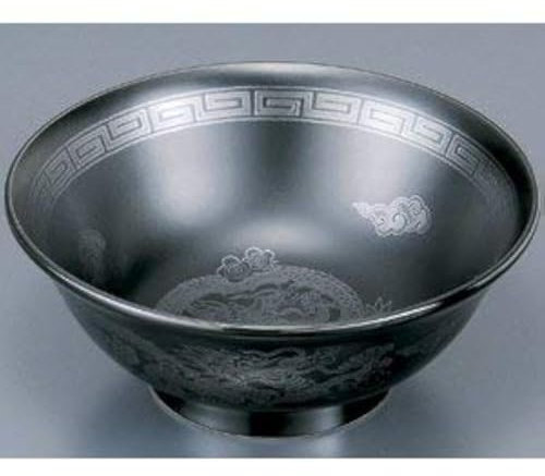 Mino Ware Japanische Schale Drache silber schwarz emailliert 8,35 cm