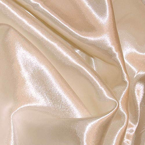 FYVIE STAR FABRICS Silky Satin Dress Craft Fabric Plain Luxury Wedding Material 150cm Wide. When Selecting 3 or More Metres of Any One Given Colour. Champagne