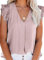 Uusollecy Débardeur Femme en Dentelle Top Chic et Élégant pour l'Été avec Col en V et sans Manches,Rose,L
