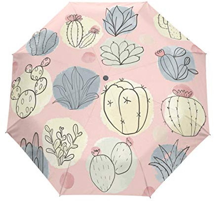 Cute Cactus Flower Pots Umbrella Automatic Auto Open Close Travel Sun Blocking Windproof Umbrellas for Women Men