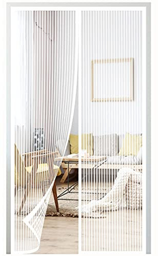 Zanzariera Magnetica Per Porte 120x260cm (47.24x102.36in) Tenda Magnetica Si Impedisce Agli Insetti Zanzariera Chiusura Automatica, Facile da Installare-Bianco