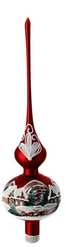 Holyart Puntale Albero Natale Rosso con Paesaggio