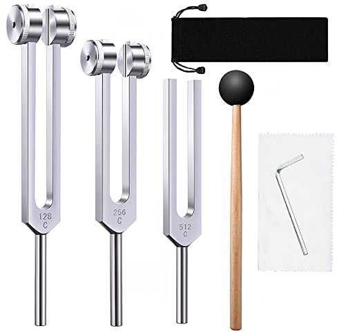 Stimmgabel zur Heilung Chakra Set 128Hz 256Hz 512Hz Gewichtete Stimmgabel 128Hz Klangtherapie Solfeggio Stimmgabel Set Medizinische Meditationswerkzeuge Frequenzheilgeräte