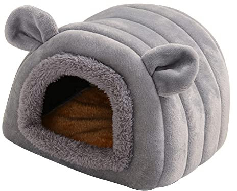 Koomuao Meerschweinchen Haus,Kleines Haustiernest,Chinchilla Kleines Haustierbett, Kuschelbett zum Kuscheln Schlafsack für Kaninchen Welpen Haustierhöhle Nest Kissen (Grau)