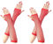 COSFAN 2 Paar Lange Netzhandschuhe, Damen Fingerlose Mesh Handschuhe, Mädchen Hohle Handschuhe für 80er Jahre Kostüm Tanz Party (Rot)