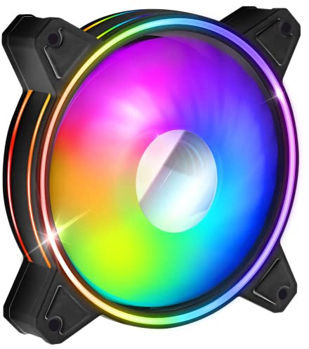 EMPIRE GAMING - Ventola di Case Mirror per PC Gamer da 1x120 MM - Flusso d'aria elevato - RGB Indirizzabile LED PWM 3 Pin 5 Volt - Dual Loop - Silenzioso - Raffreddamento 12 cm - Nero
