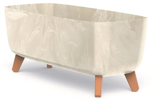Blumentopf Blumenkübel mit Füßen Pflanzkübel mit Pflanzeinsatz Beine Pflanzschale Beton Optik Gracia Case Übertopf (Creme Beton, 58cm)