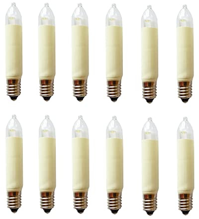 ShuoHui E10 LED Kleinschaftkerze 8-55V 0,1-0,2 W 10LM - Ø 11 mm, Länge 65 mm- für INNEN - Ersatzlampe für Schwibbogen u. Lichterketten - warmweiß (15)