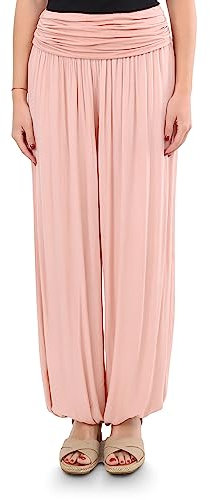 Malito - Damen Haremshose - Pumphose aus Baumwolle - leichte Sommer Stoffhose - Pluderhose zum Tanzen & Chillen - dünne Aladinhose 1482 (Altrosa)