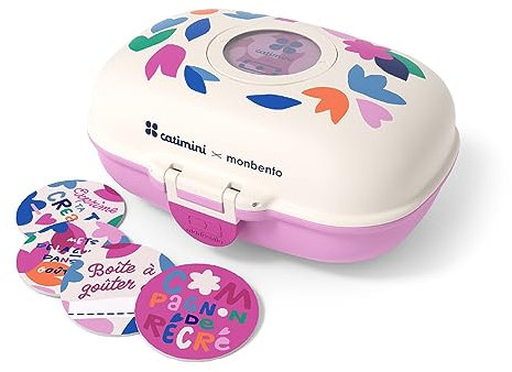 monbento X Catimini - Kinder Snackbox MB Gram Cream Paper Cut - Jungen und Mädchen - Ideal für Mittagessen oder Snacks in der Schule/Park - BPA Frei - Lebensmittelecht - Creme Rosa