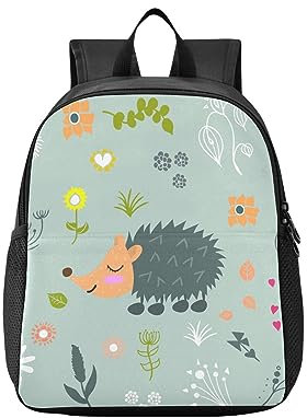 YOUJUNER Rucksack für Jungen und Mädchen, niedlicher Igel-Druck, Kinderrucksack, Sport, Reisen, Schultasche, Kinderrucksack, 4–6 Jahre alt, mehrfarbig, 33 x 26 x 15 cm