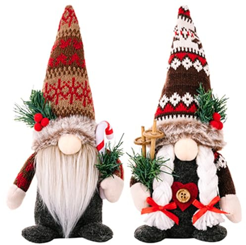 Xiuyer Schwedischen Weihnachtsmann Weihnachtszwerge Dekoration, 2 Stück Weihnachten Wichtel Deko Wichtel Tomte Gnom Handgemachte Schwedische Weihnachtsmann Weihnachtswichteln Weihnachten Zwerg