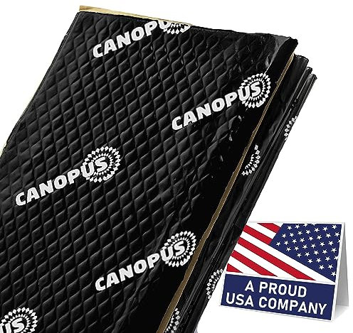 CANOPUS Professionnel Auto Adhésif Isolation Phonique Voiture, Tapis Insonorisant en Butyle, 50 mil, 5 sqft, Lot de 5 Feuilles, Tapis Insonorisant pour Voiture, Coffre, Porte, Sol et Plafond, Noir