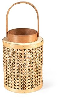 H&H Lanterna in bambu con portacandela cm 16xh23