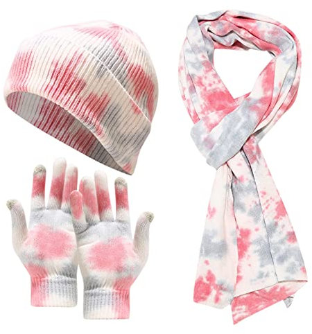 Mütze Und Schal Set Damen Gefüttert Warm Mützen Sport Winter Elegant Handschuh Schal Rot Pink Baumwolle Strickmützen Beige XXL Mütze Handschuhe Schwarz Blau Halswärmer Rosa Wintermütze