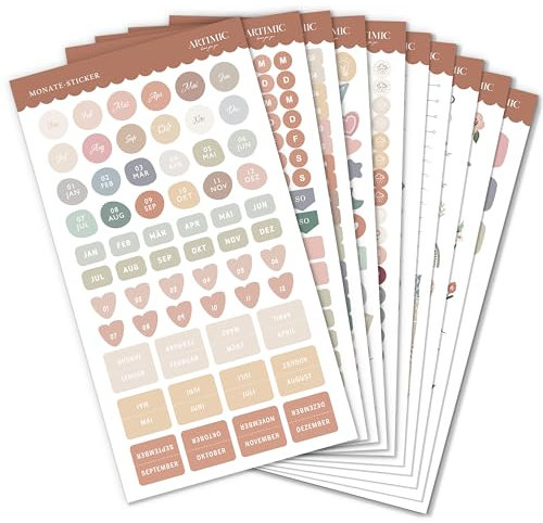 Bullet Journal Sticker Set, 10 Blätter/1000 Aufkleber, Kalender Stickers, Aesthetic Planner Stickers, Sticker Set, Kalender Aufkleber für Bullet Journal, Tagebuch & Planner
