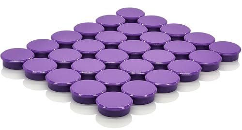 ZDZBLX Fridge Magnets, 30 Pack Strong Small Whiteboard Magnets, Heavy Duty Mini Round Magnets for Adults, Crafts, Notice Board (Purple)