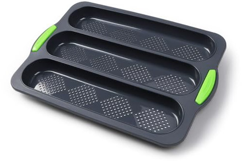 DtosbvOQ Baguette Bandeja para Hornear, 33 * 23 * 2,5 cm Bandeja Horno Antiadherente para Baguettes, Silicona Molde para Pan Baguette, Pan Bandeja Perforada Antiadherente, Baguette Hornear Bandeja