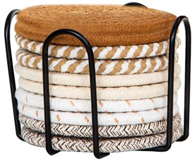 RoxNvm Set De 10 Posavasos Tejidos, Posavasos Antideslizantes,Coasters, Posa Vasos De Fieltro Lavables, Posavasos Originales Decoración De Mesa Apto para Bebidas,Café, Bar, Cocina y Oficina