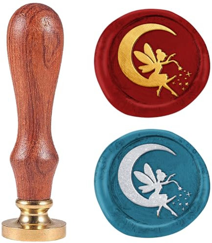 DELORIGIN Siegelstempel Mit Mondfee 25 mm Retro Siegelstempel Abnehmbarer Messingkopf Siegelstempel Siegelwachs Für Umschläge Grußkarten Briefe Hochzeitseinladungen Geschenkverpackungen Dekor