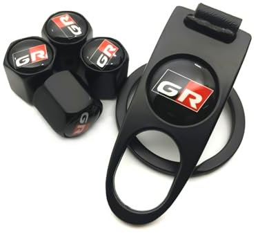 0XBIT Tapones Rueda Coche, 4 Piezas Tapones Valvula Voche, Valvula Rueda Coche con Etiqueta, el Llavero se Puede Utilizar como Llave Inglesa, Tapa de Válvula de Coche para Coches y SUV
