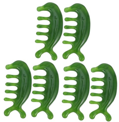 Beavorty 6 Stück Jade Peeling Massagekamm Kopfhautwäscher Kopfhautpflegekamm Akupunktkamm Kratzkamm Handgehaltener Kopfhautkamm Haarkamm Entspannungskamm Breiter Zahnkamm