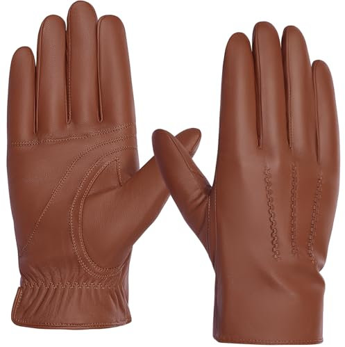 BISON DENIM Herren Lederhandschuhe Warm Kaschmirfutter Winddicht Handschuhe Touchscreen-Funktion