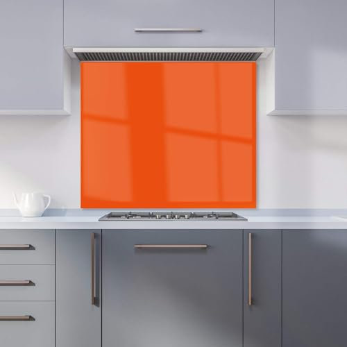 Warren Reed - Designer Premium Burnt Orange Kitchen Splashback 6mm Toughened Glass Kitchen Splashback – Heat Resistant Splashback for Kitchens, Perfect for Cookers and Hobs, Polished Edges