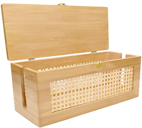 Txcucc Solid Wood Cable Management Box，- Cable Organizer Box and Power Strip Box for Electrical Cord Management - Under Desk Cord Organizer for TV Wires Computer Router & Power Strip,Patent Pending