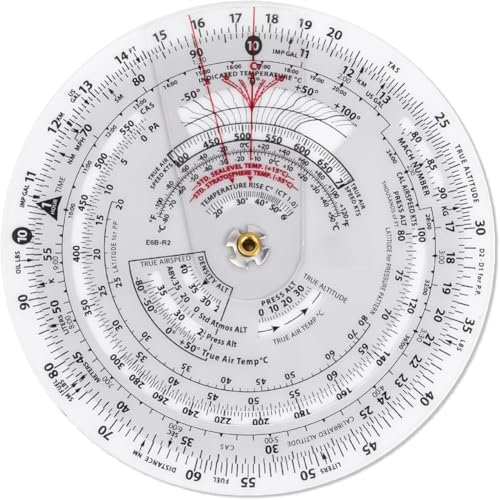 Wzxksoac Ordinateur de Vol Circulaire E6B-R2 de 4 Pouces de Diamètre, Calculateur D'Ordinateur de Vol, Formation au Vol Standard pour Étudiants, Utilisation IFR VFR