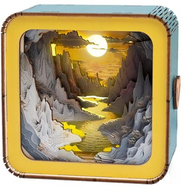 3D Holzpuzzle Erwachsene Nachtlicht, Langen Fluss Sonnenuntergang 3D Puzzle Nachttischlampe Erwachsene, DIY 3D Holz Puzzle Lampe für Frauen Männer Freunde zum Weihnachten Geburtstagsgeschenke