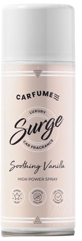 Carfume Classic Soothing Vanilla Surge Can | Premium Sweet, Cream & Nutmeg Fragrance | Luxury White Unisex Car Air Freshener Spray - Odour Eliminator - UK Made Car Accessories