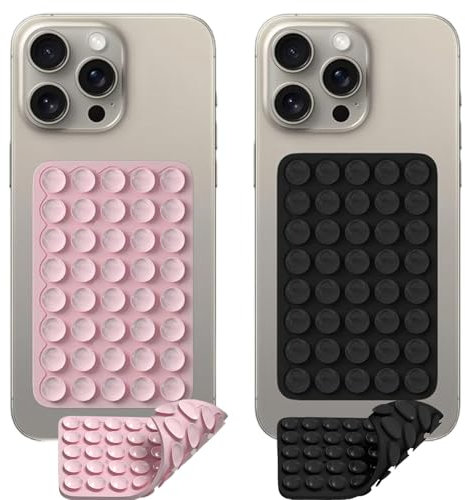 ENBRWAS 2-Pack Doppelseitiger Saugnapf-Handy-Griff und Halterung – Handsfreie Nutzung, wiederverwendbar und Starkes Halten für Selfies, Videogespräche und mehr.