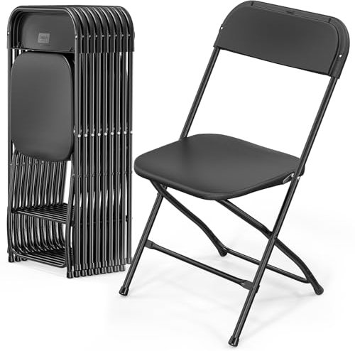 Bonnlo Klappstuhl,Gartenstühle 10er Set, Klappstuhl Caming Balkon Garten, Stapelbar, aus Metall & Kunsttoff, bis 158KG, Schwarz