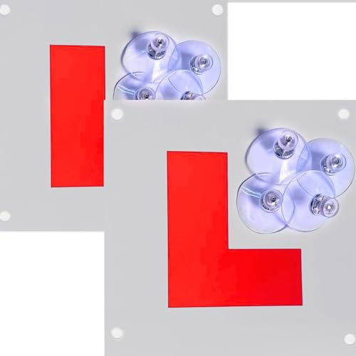 Caremore L Plates Magnetic, Magnetic Learner Driving L Plates Night reflective material,8 suction cups, repeatable, easy to install, waterproof(2 Pack)