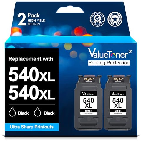 Valuetoner PG-540 XL 540XL Schwarz Druckerpatronen für CanonDruckerpatronen 540 PG540XL für Canon Pixma TS5150 TS5151 TS5100 MG3600 MG3650 MG4250 MG3550 MG2255 MX374 MX525 MX535 MX470 MG3150 (2 Schwar