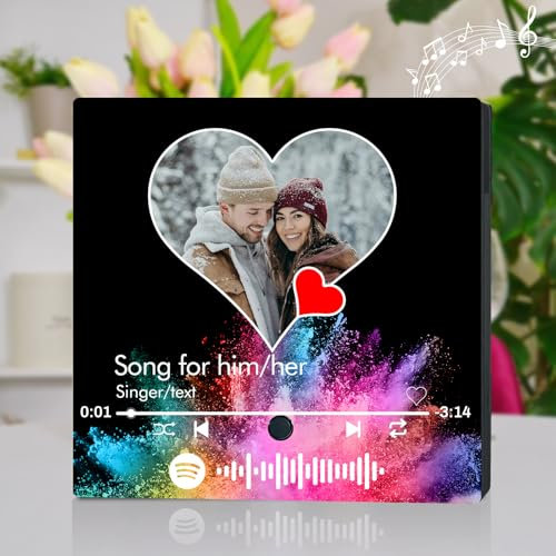 Imanes de Nevera con Foto y Música Personalizado Reproductor de Música con Foto Spotify Portada del Álbum Puede Reproducir Canciones Personalizadas Regalo para Navidad, Aniversarios y Cumpleaños