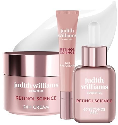 Judith Williams Cosmetics Retinol Science Anti Aging Gesichtspflegeset – Gesichts- und Augencreme + Peeling, bekämpft Falten, Pigmentflecken und Unreinheiten – 95 ml