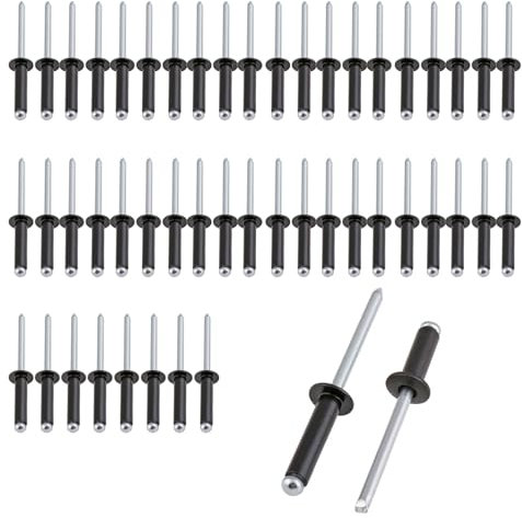 Vroxdrez 50 Stück Blindnieten 4.8x20mm - Aluminium Lackierte Nieten mit Großkopf, Anthrazit Schwarz für professionelle Verbindungen