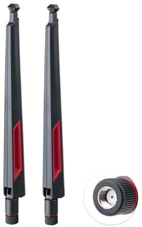 Superbat WLAN Antenne 12dBi MIMO | RP-SMA-Stecker | 2.4G/5.8GHz Dualband | Kompatibel mit Router Mini PCI-Express PCIE Netzwerkkarte;USB-WiFi-Adapter; FPV-Drohne; Kamera Überwachung, Rot,2-Stück