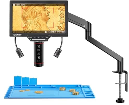 TOMLOV Autofokus 3K Digitalmikroskop, 7 Zoll TM3K-AF Flexarm HDMI Mikro-Lötmikroskope für Erwachsene
